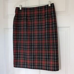 Vintage Augustus Red & Black Plaid Wool Skirt – Size 12